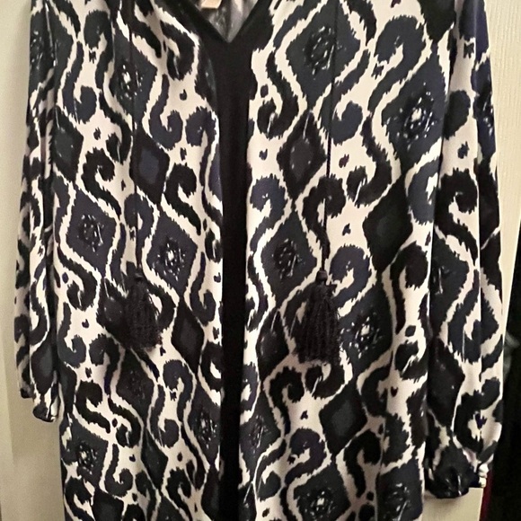 Michael Kors Patterned Navy and White Paisley Women's Dress with Tassels - Picture 7 of 11